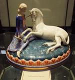  large Royal Doulton porcelain figure from the "Myths and Maidens" series - 1982 limited edition #97 "Lady and the Unicorn" with original case and paperwork 