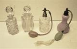 Group of 4 antique and vintage perfumes inc. cut crystal.