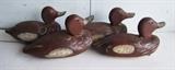 4 1930's hand carved wood duck decoys, Detroit River area 