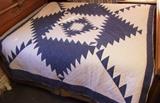 C/1880 Blue and white Saw tooth Star variation pattern, 68x80" 