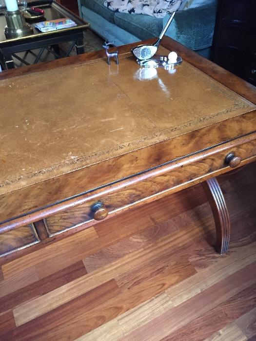 Wood Desk with Leather Top 