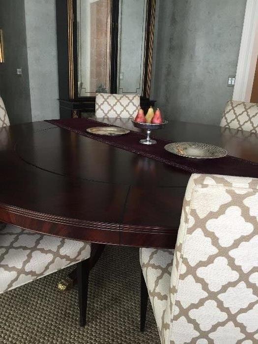 72" Round Dining Table that reduces to 60" Round if desired !  Side Dining Chairs also available - 6 