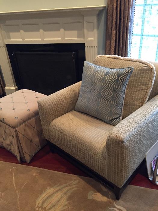 Oversized  Upholstered arm chairs - set of 2 available and ottoman