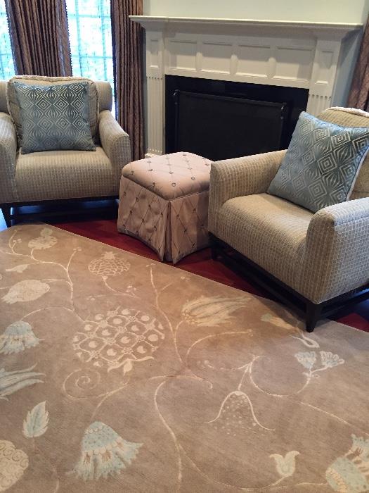 Set of chairs, ottoman and area rug - located in the Master Bedroom