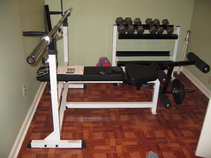 Weight Bench with Weights & Dumbbells