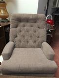 2  Swivel rocker beige chairs with ottoman