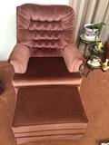 Rose colored rocker and footstool