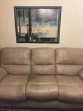 Leather couch, beige color