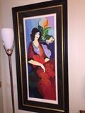 Art work signed Tarkay, Itzchak "Red Dress"