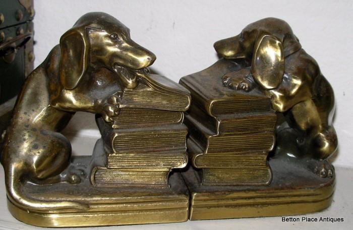 Brass Dog Bookends