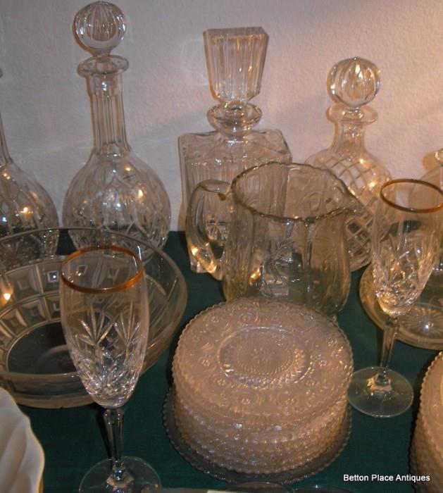 Sandwich Glass, wedgwood Decanters and more