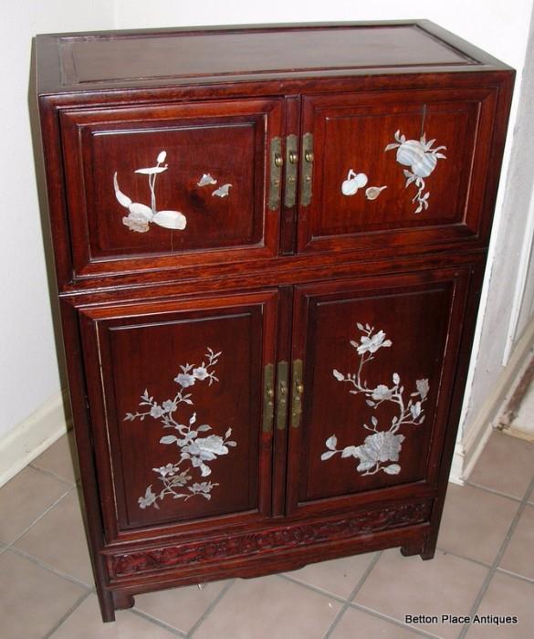 Asian Inspired Cupboard with mother of Pearl inset