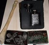 Jack Daniels Decanter in box, belt buckles