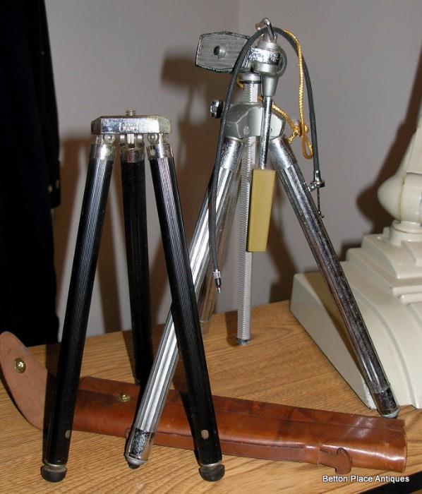 Zeiss Tripod in leather case, and another tripod