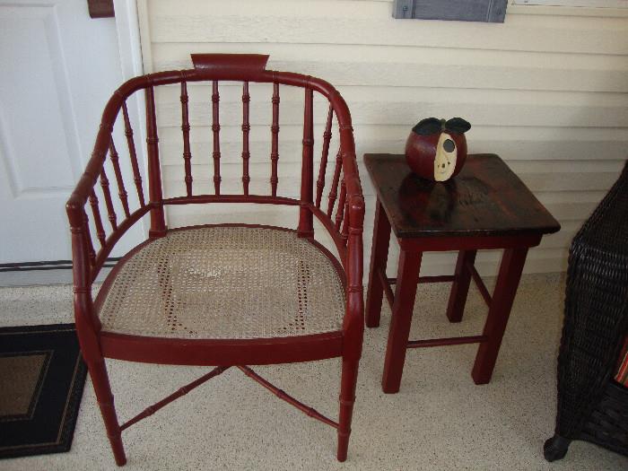 Old wood chair with cane seat