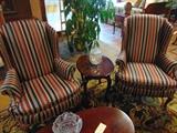 Matching Wing Back Chairs and Cherry End Table