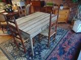 Farm or Work Table with 4 ladderback chairs