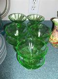 Federal green depression glass ice cream - sherbert cups