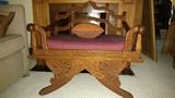 Amazing hand carved Elephant Chair of teak, early/mid 20th century, with cushion 
