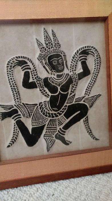 Exquisitely detailed dancing goddess temple rubbing