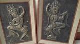 Top quality fantastic dancers. This pair is the highest art form of the temple rubbings from Thailand and Cambodia, made of rice paper, ink, and gold rubbings
