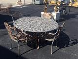 One of a set of two beautiful cast aluminum tables with ten chairs. Will divide