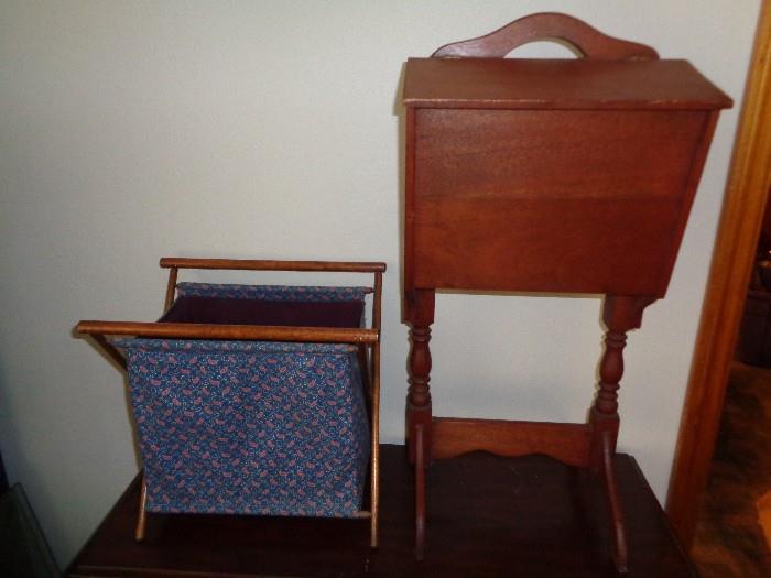 Wooden Sewing Box and Bag