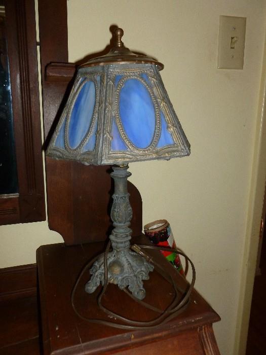 Neat old slag glass lamp
