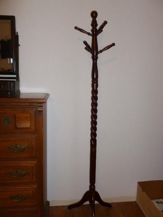 Neat old coat rack with turned column