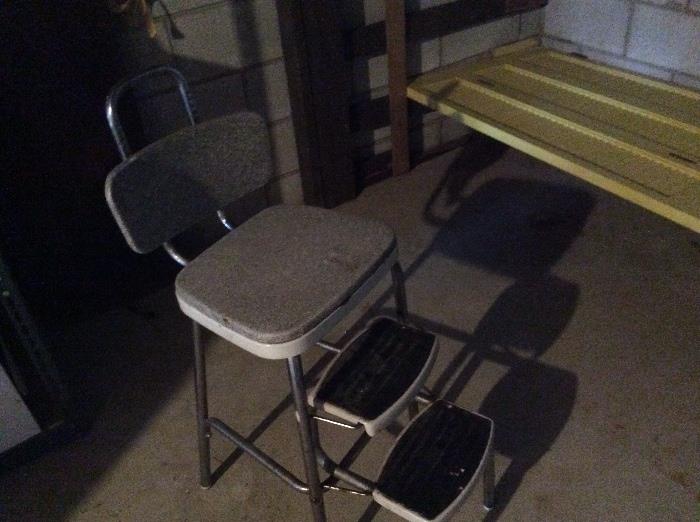 Vintage costco step stool with rare adjustable back