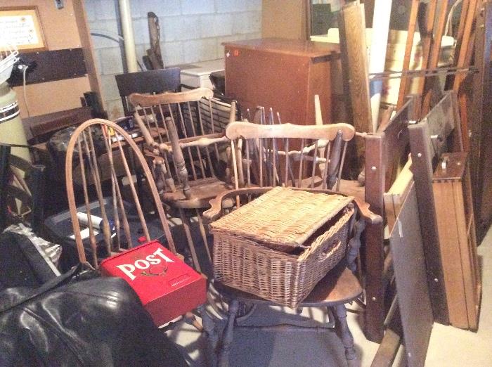 Many antique chairs