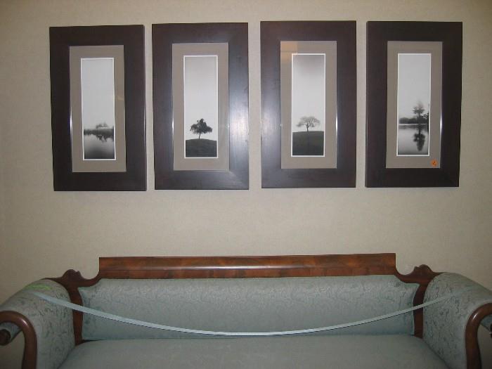 Empire sofa and 4 prints.