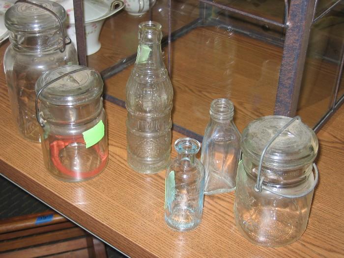 Old jars and bottles.  One marked Hellertown Bottle Works.