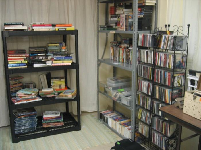 CD's, DVD's, VHS & DVD players.