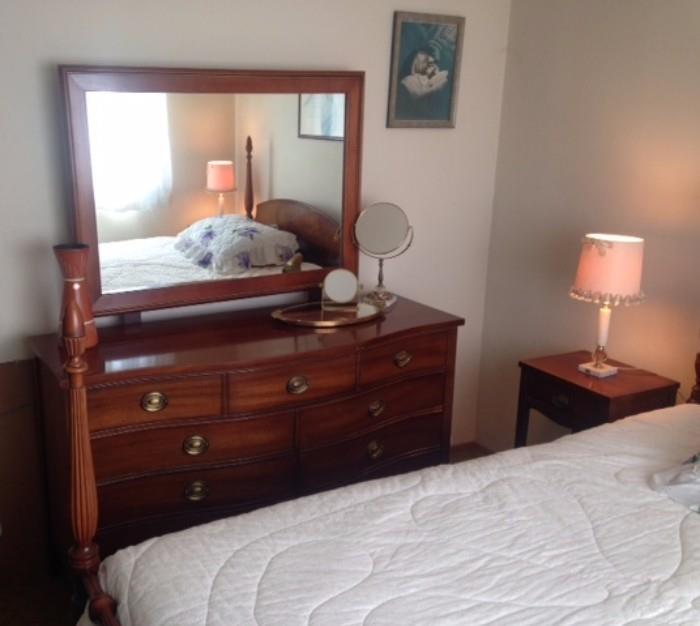 DIXIE BRAND EIGHT DRAWER DRESSER WITH MIRROR. MINT CONDITION. ALSO MATCHING NIGHT TABLES.