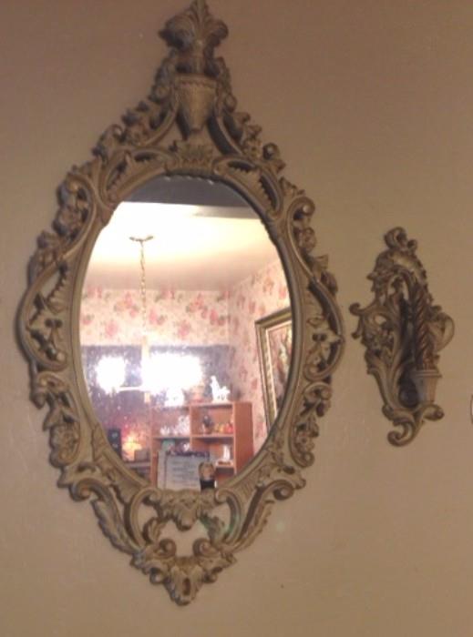 MIRROR WITH MATCHING CANDLELABRAS