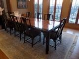 ASIAN "CENTURY" DINING ROOM, 10 CHAIRS, LEAVES, PADS, AND BREAKFRONT.  FABULOUS. 