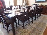 CENTURY CHIN HUA DINING ROOM SET WITH LEAVES, 8 CHAIRS AND BREAKFRONT 