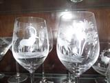 "QUEEN LACE" HAND BLOWN AND ETCHED GLASSWARE WITH WILDLIFE ETCHINGS. ONE GLASS RETAILS FOR $150.00 EACH!!!  QUEEN LACE CRYSTAL COLLECTORS!  GERMAN COLLECTORS. BLACK FOREST COLLECTORS.  
