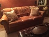 Bloomingdales Tobacco-leaf color leather sofa