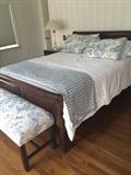 French Consulate sleigh bed and custom Toile fabric bedding