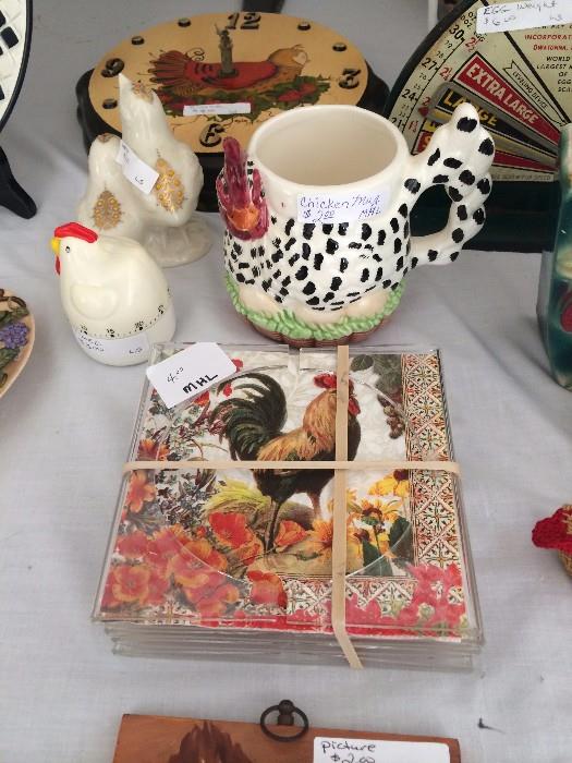 Large assortment of hen/rooster items