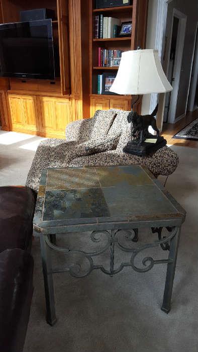Cement top wrought iron table   $75