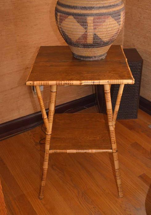 Bamboo Style Side Table with Wood Top