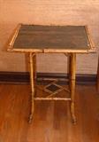 Antique Bamboo End Table with Painted Top