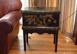 Chinese Black Painted Trunk with Stand