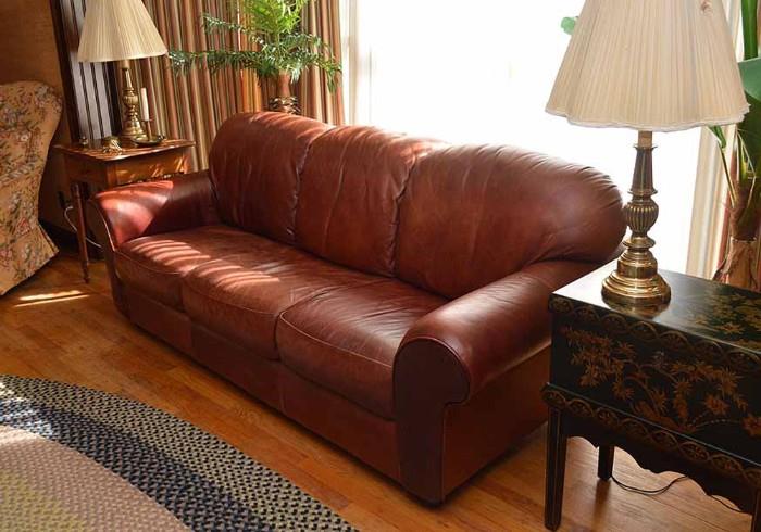 Brown Faux Leather Sofa (Made in Italy)