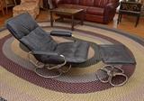 Black Modern Recliner with Ottoman
