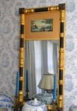 Antique Split Column Wall Mirror with Reverse Painting on Glass