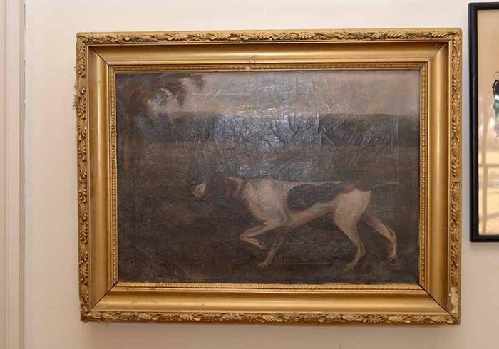 Vintage Oil Painting of a Hunting Dog